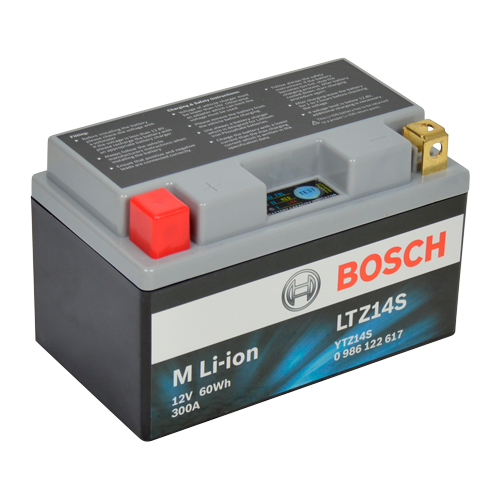 Bosch MC lithium batteri LTZ14S 12volt 5Ah +pol til Venstre