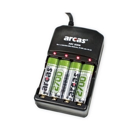 Arcas Batterioplader med 4 stk. 2700 mah AA Batterier