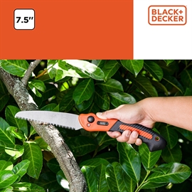 Black & Decker Foldbar Beskæringssav – 7,5 Tommer, Sort/Orange