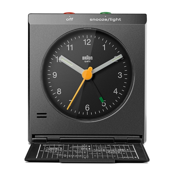 Braun BC05B Analogt Rejsevækkeur med Klap, Sort