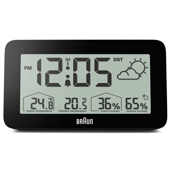Braun BC13BP-DCF Radiostyret Digital Vejrstation, Sort