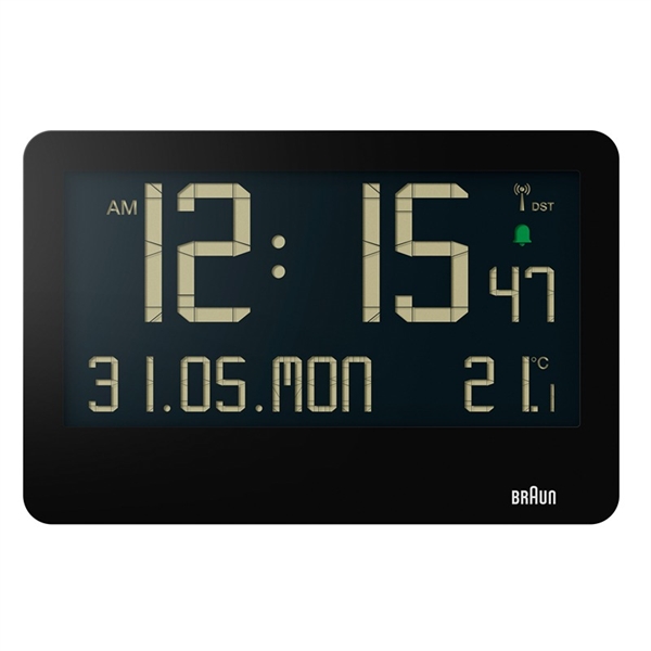 Braun BC14B-DCF Radiostyret Digitalt Vægur, Sort