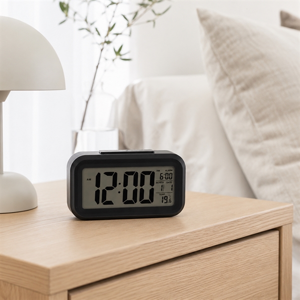 Digitalt vækkeur med Snooze, Dato og Temperatur, Hvid og Sort (Assorteret)