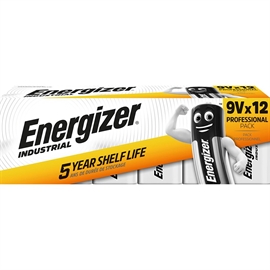 Energizer 9V (6LR61) Industrial batterier, 12 stk.