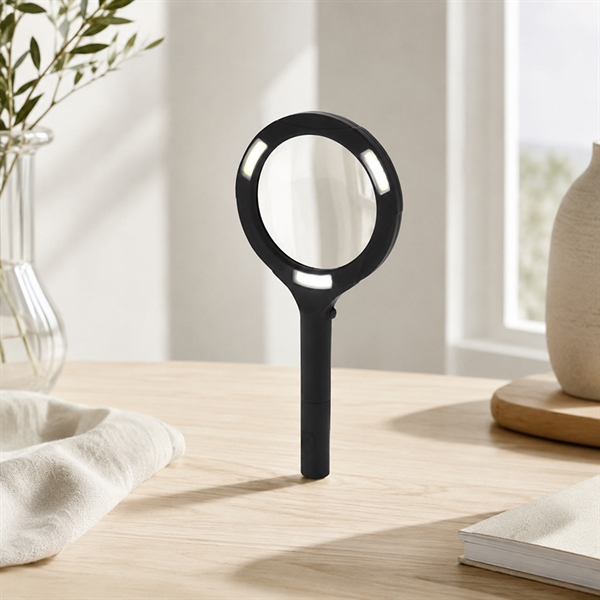 Forstørrelsesglas med LED Lys – 3 Gange Forstørrelse, Sort