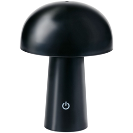 Grundig Genopladelig Mushroom Bordlampe H: 17,5 cm, Sort