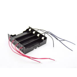 4x 18650 batteriholder med klemmekontakter & ledninger