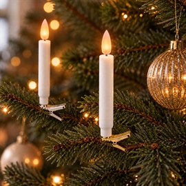 LED Juletræslys med Fjernbetjening og Holder 10 stk -  Passer til Georg Jensen, Guld/Sølv