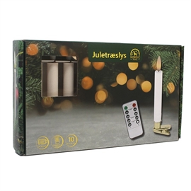 Juletræslys med 3D Flamme og Holder 10 stk. og Fjernbetjening, Hvid