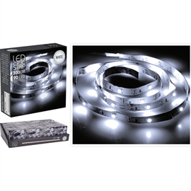 LED Strip 3 m med 90 LED, Kold Hvid – Batteridrevet