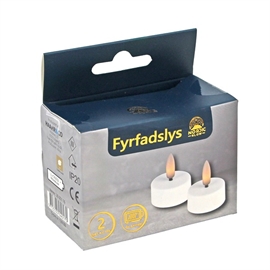 LED Fyrfadslys 2 stk. med 3D flamme og Timer, Hvid