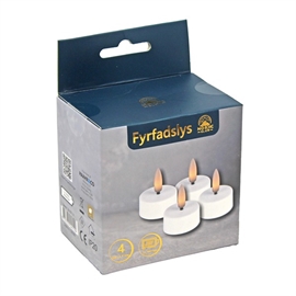 LED Fyrfadslys 4 stk. med 3D flamme og Timer, Hvid
