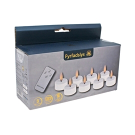 LED Fyrfadslys 8 stk. med 3D flamme og Fjernbetjening, Hvid