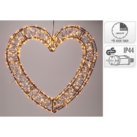 Metal Julehjerte med 500 LED 38x36 cm – Varm Hvid