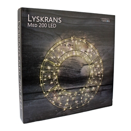 LED lyskrans Ø35 cm med 200 LED – guld med blinkende effekt