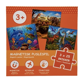 Magnetisk Puslespilsbog Dyrenes Verden 3 x 25 Brikker, Fra 3 år