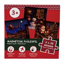 Magnetisk Puslespilsbog Jul 3 x 25 Brikker, Fra 3 år