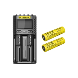 Nitecore UMS2 Oplader - Sæt med  2 stk. NL2160HP Batterier
