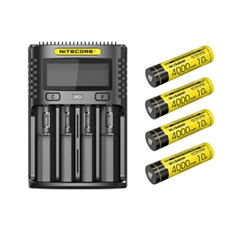 Nitecore UMS4 Oplader - Sæt med  4 stk. NL1840HP Batterier