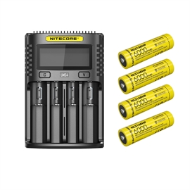 Nitecore UMS4 Oplader - Sæt med 4 stk. NL2160HP Batterier