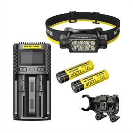 Nitecore HC65 UHE Pandelampe - Sæt med 1 stk. NL1840HP Batteri, UM2 Oplader og BM06