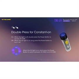 Nitecore TIKI UV Genopladelig Nøgleringslygte med UV Lys 70 lumen 