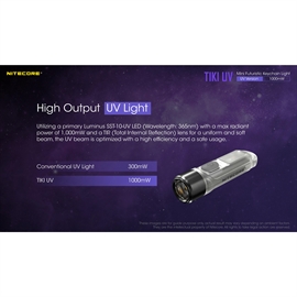 Nitecore TIKI UV Genopladelig Nøgleringslygte med UV Lys 70 lumen 