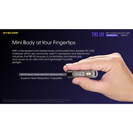 Nitecore TIKI UV Genopladelig Nøgleringslygte med UV Lys 70 lumen 