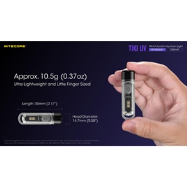 Nitecore TIKI UV Genopladelig Nøgleringslygte med UV Lys 70 lumen 