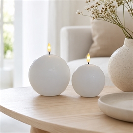 2-Pak LED Runde Lys i Rustikt Voks, 10 x 9 & 12 x 10 cm, Whisper White