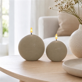 2-Pak LED Runde Lys i Rustikt Voks, 10 x 9 & 12 x 10 cm, Latte