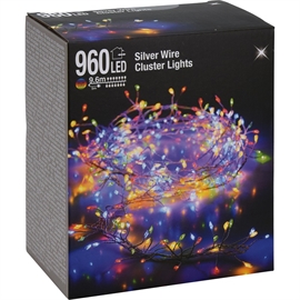 Led Cluster Lyskæde Silverwire 9,6 m 960 LED, Multifarvet 