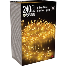  Led Cluster Lyskæde Silverwire 2,4 m 240 LED, Varm Hvid