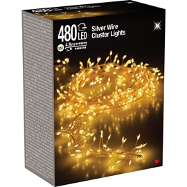  Led Cluster Lyskæde Silverwire 4,8 m 480 LED, Varm Hvid