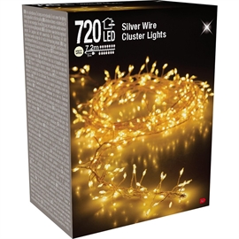  Led Cluster Lyskæde Silverwire 7,2 m 720 LED, Varm Hvid