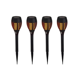 Pro Garden LED Solcelle Havefakler med Realistisk Flammeeffekt, H: 37,5 cm, Sæt med 4 stk. 