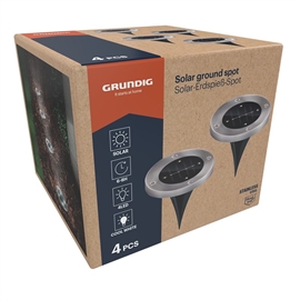 Grundig Solcelle Jordspot 4-Pak – 4 LED Havebelysning, Sølv
