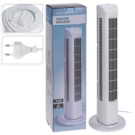 Tårnventilator med Horisontal Oscillation og 3 Hastigheder, H: 80 cm, Hvid
