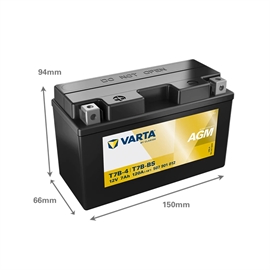 Varta Powersports AGM 507 901 012 MC batteri 12 volt 7Ah (+pol til venstre)