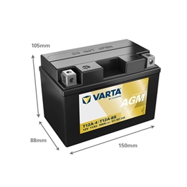 Varta Powersports AGM 511 901 016 MC batteri 12 volt 11Ah (+pol til venstre) 