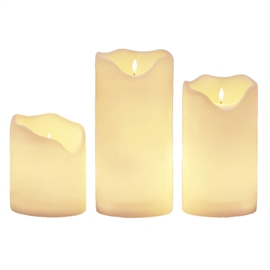 Udendørs LED Bloklys Sæt H: 19, 29 og 39 cm i 3-Pak, Hvid